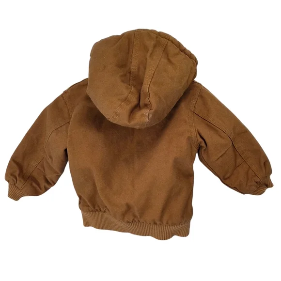 Carhartt Jacket Infant 12M Brown Hooded Insulated Canvas Workwear Boys Full Zip - Picture 2 of 9